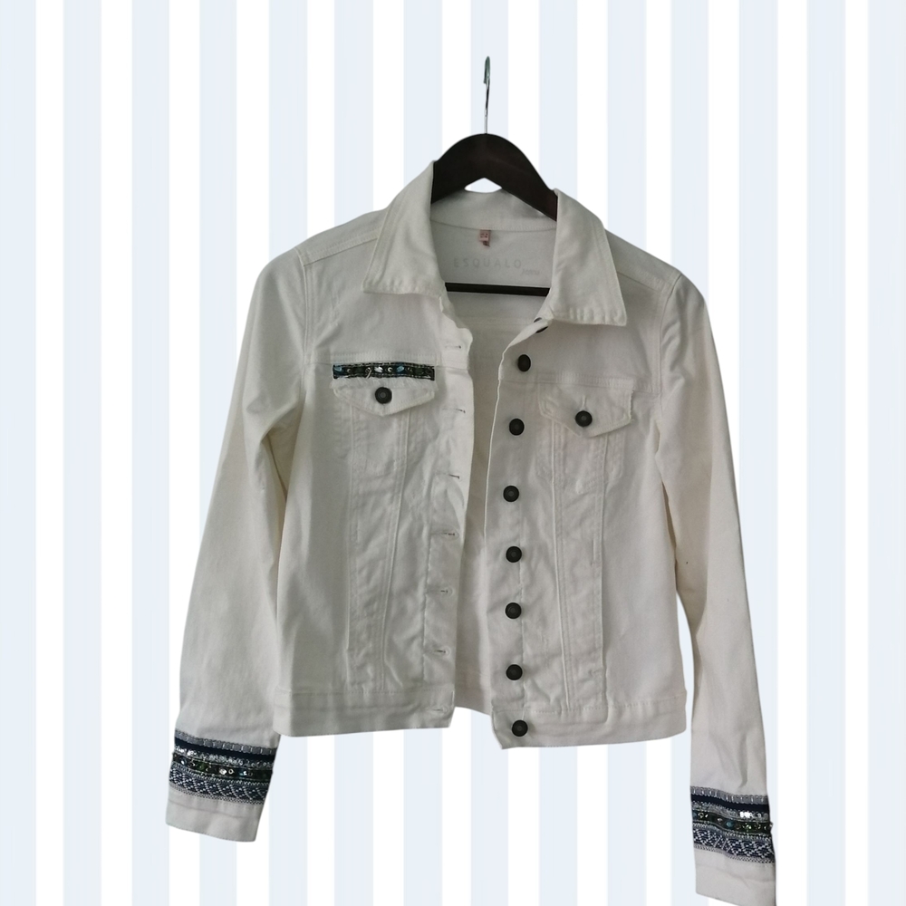 ESQUALO Jean Jacket with Sparkling Accents